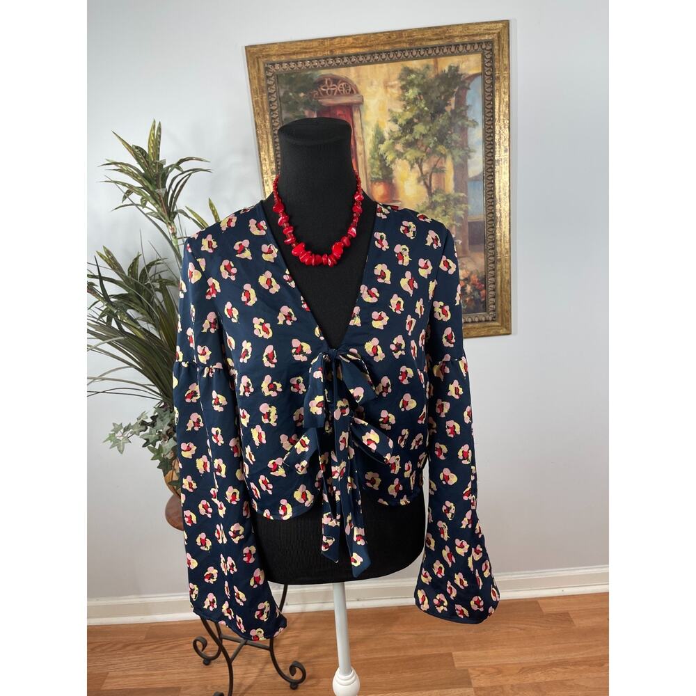 BCBGeneration Top Womens S Floral Tiered Layered Ruffle Soft Girl Artsy Boho